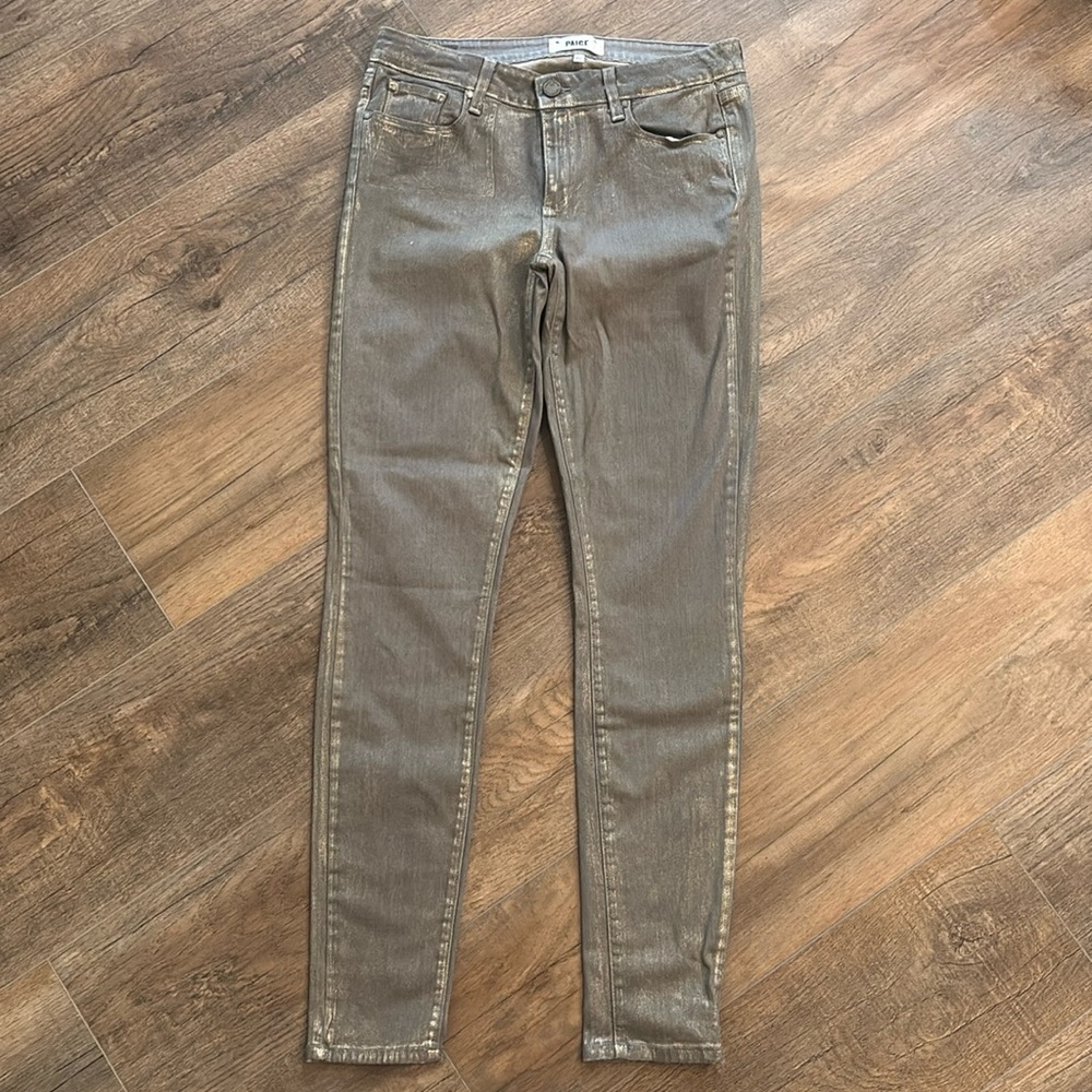 PAIGE Women’s 30 Verdugo Ultra Skinny Jeans‎ Gray Gold Shimmer